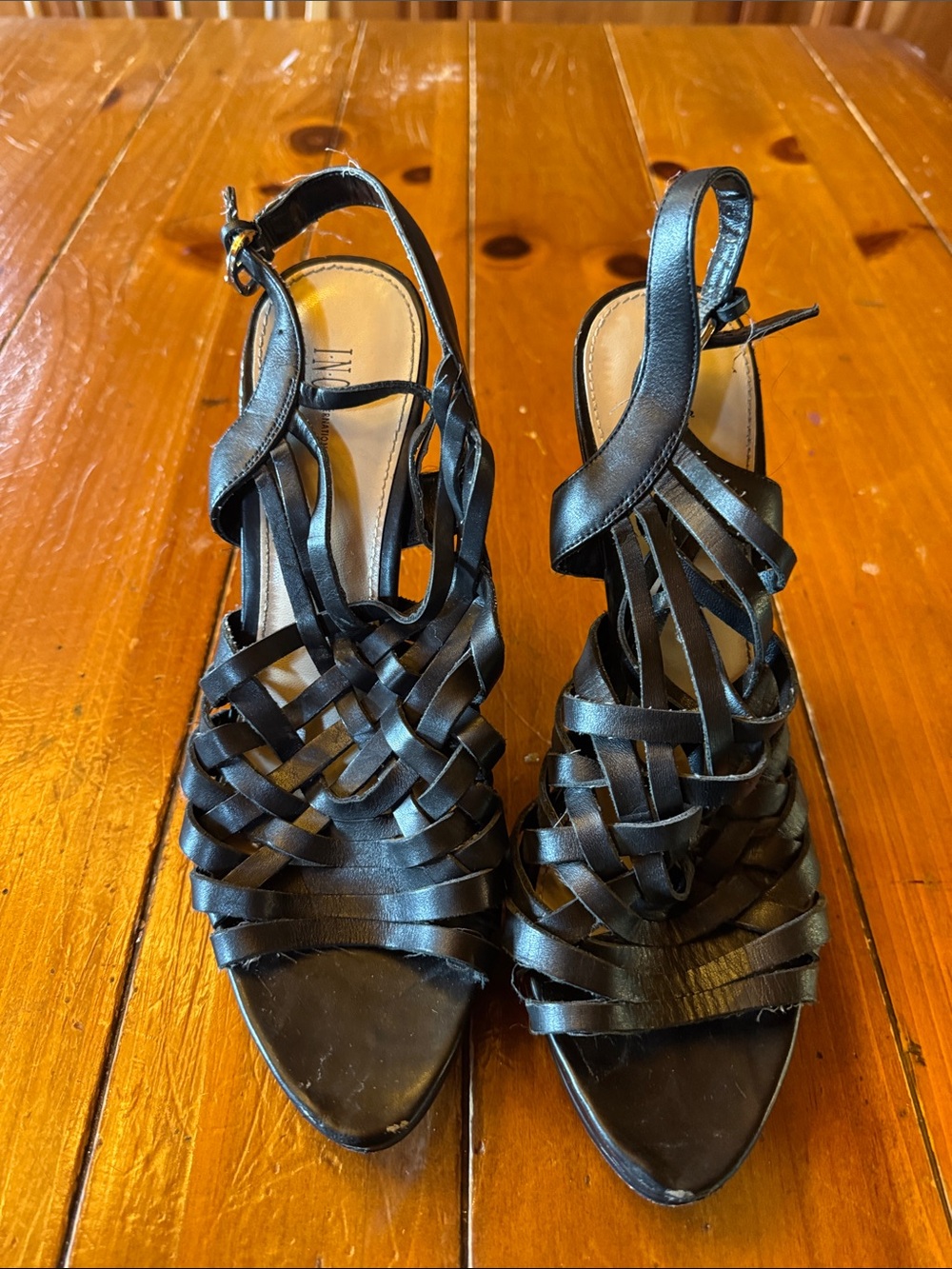 INC International Concepts Black Woven Slingback Heels
